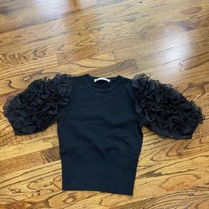Zara black puffy sleeve crop top